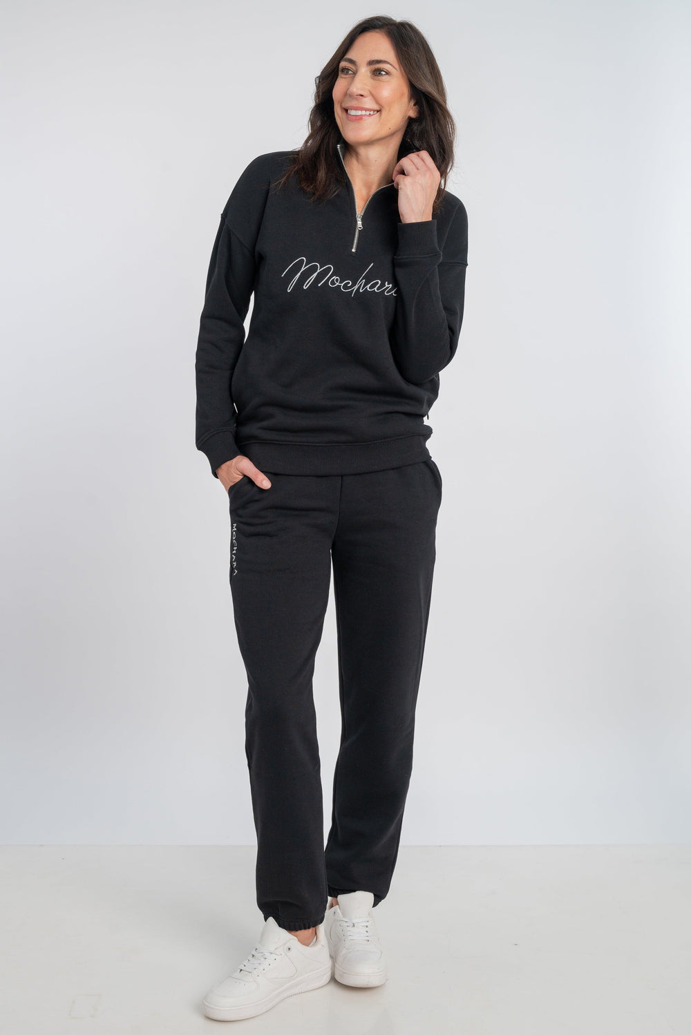 Mochara Half Zip Sweatshirt in Jet Black Luxe Edition