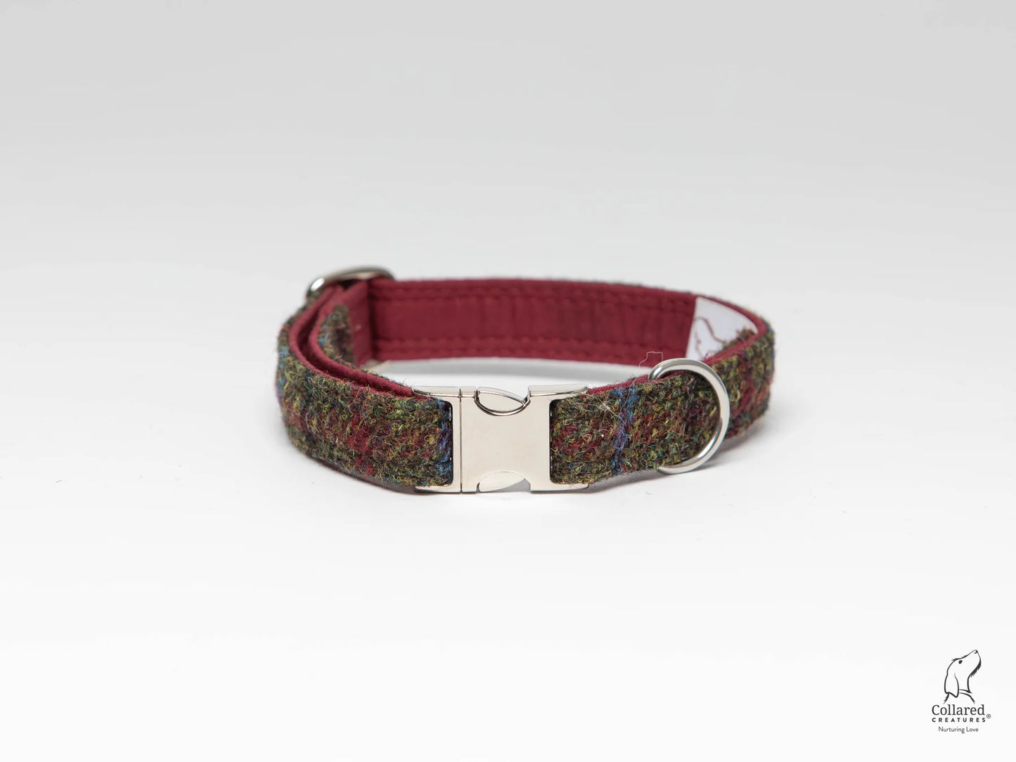 Collared Creatures Handmade Luxury Harris Tweed Dog Collars - Winter Woodland