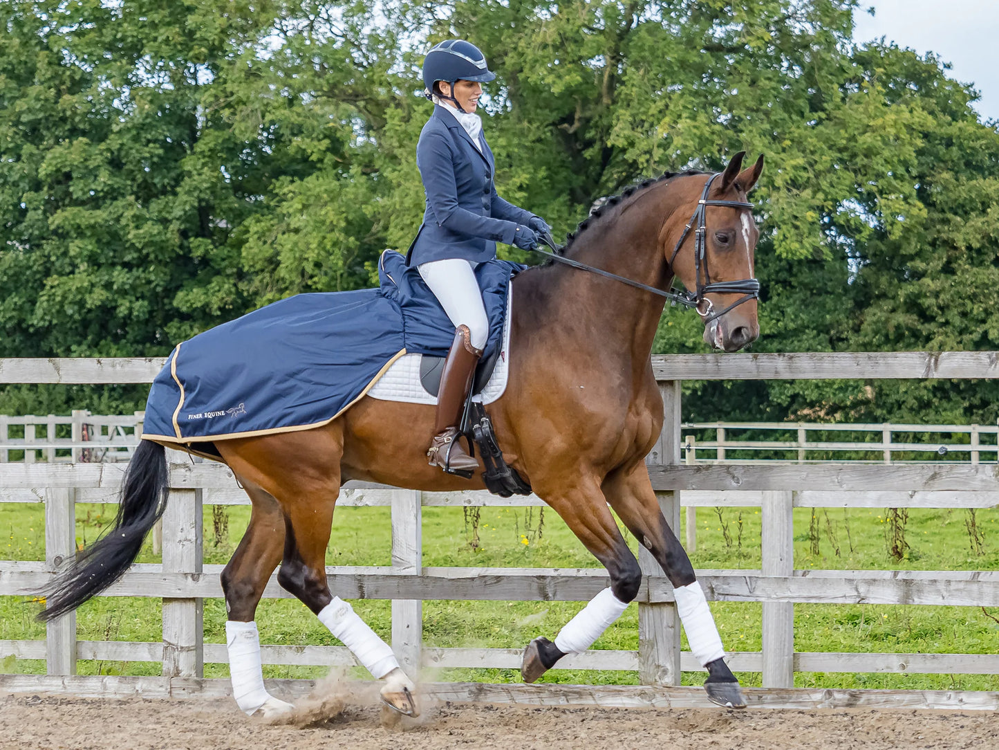 Finer Equine Navy Winter Weight Waterproof Ride - On Exercise Sheet