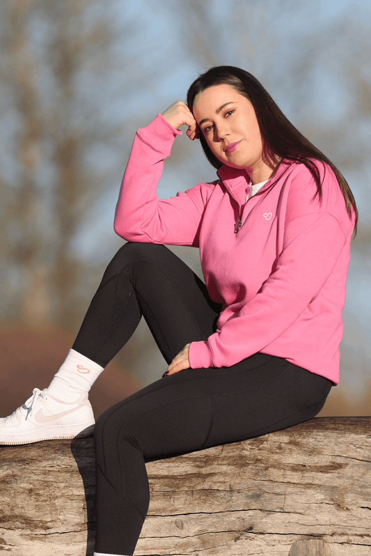 Mochara Half Zip Sweatshirt in Bubblegum