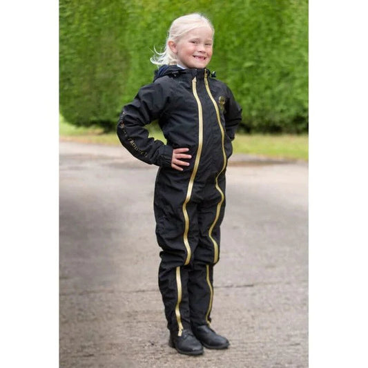 Supreme Products Active Junior Show Rider Waterproof Onesie - Black/Gold