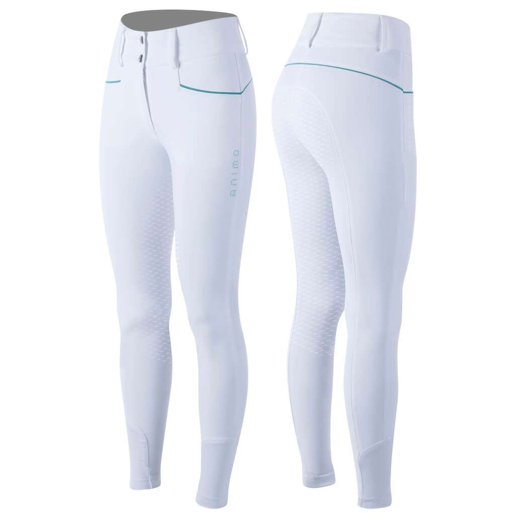 Animo Breeches Ladies's Noley Full-Grip V3 - White and Lago - 32 (IT38)