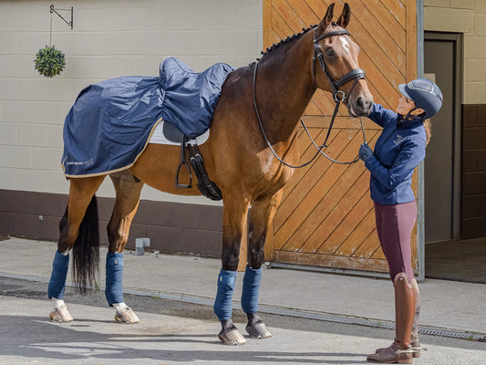 Finer Equine Navy Winter Weight Waterproof Ride - On Exercise Sheet