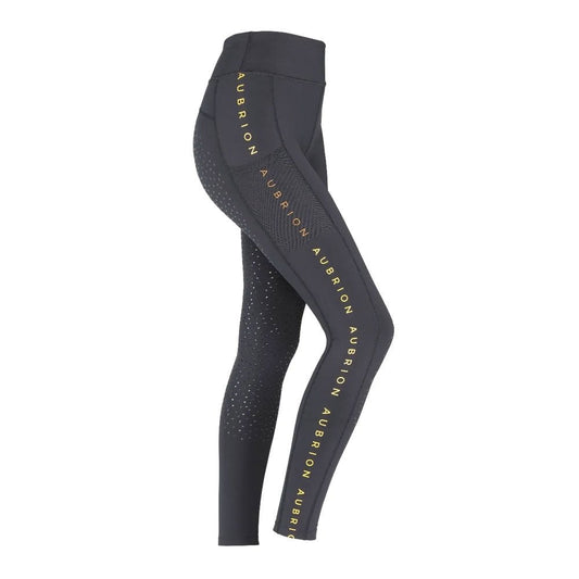 Shires Aubrion Brook Riding Tights - Black - XXS